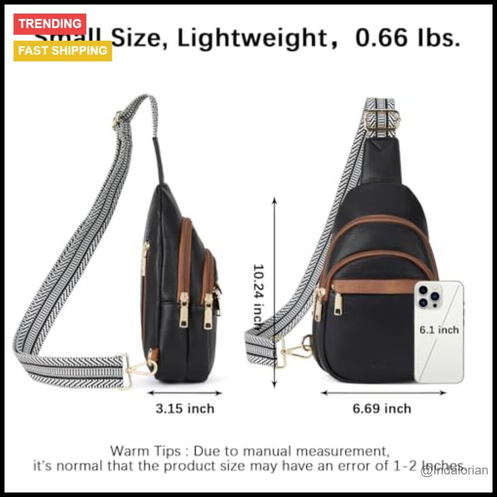 Small Leather Sling Bag Crossbody Fanny Pack Minimal Chic Travel Essentials - Picture 4 of 7